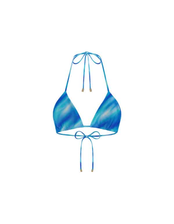 HALTER NECK TIE BACK RUCHED TOP BLUE STRIPE