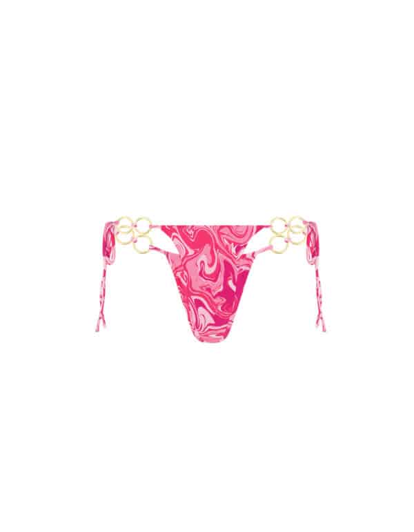 TIE SIDE RUCHED BOTTOM WITH RINGS PINK SWIRL