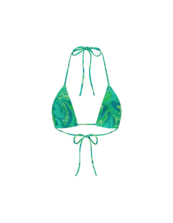 HALTER NECK TOP WITH TIE BACK GREEN SWIRL