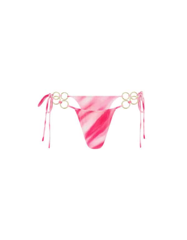 TIE SIDE RUCHED BOTTOM WITH RINGS PINK STRIPE
