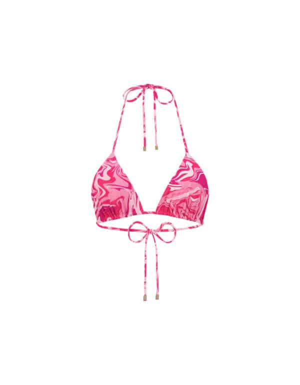 HALTER NECK TIE BACK RUCHED TOP PINK SWIRL