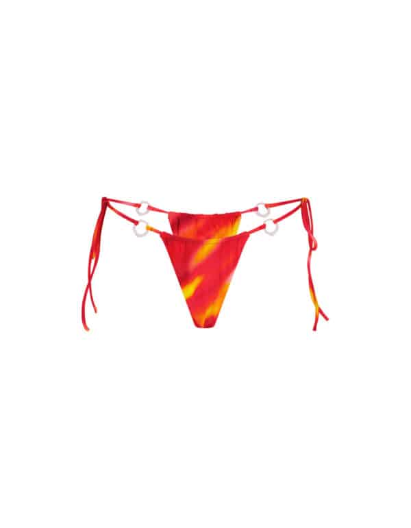 RUCHED TIE SIDE BOTTOM WITH RING RED STRIPE