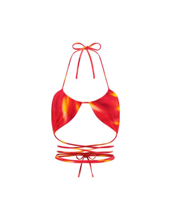 STRAPPY RUCHED TOP RED STRIPE