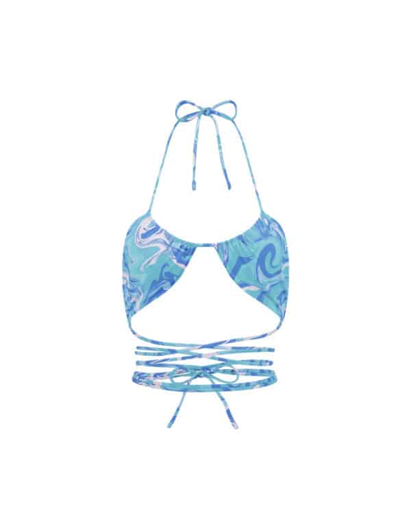 STRAPPY RUCHED TOP BLUE SWIRL