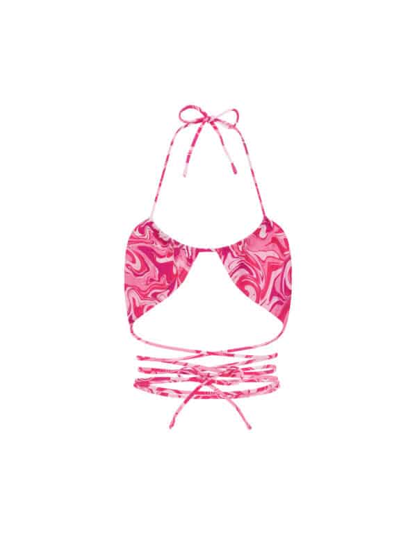 STRAPPY RUCHED TOP PINK SWIRL